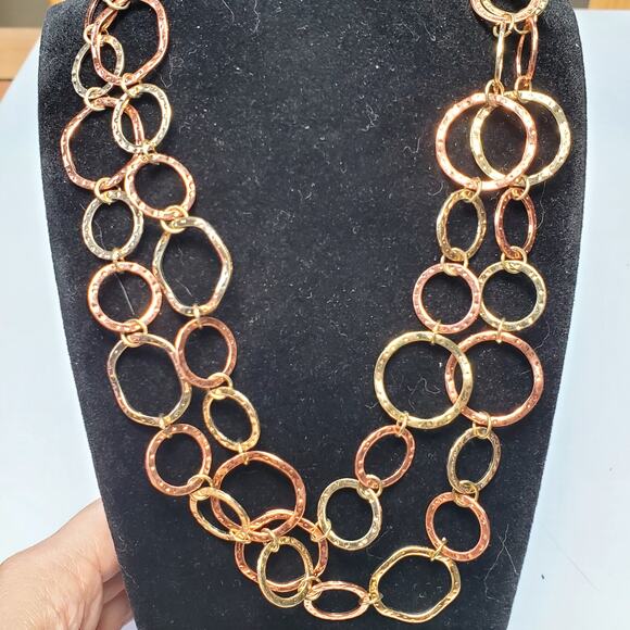 Copper Gold Tone Long Necklace Garold C Miller Fashion Jewelry 34" - Picture 3 of 5